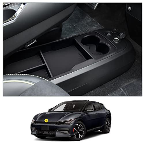CDEFG Kompatibel mit Kia EV6 2022-2024 2025 Mittelkonsole Organizer Aufbewahrungsbox mit Getränkehalter Handschuhfach EV6 Multifunktionaler Aufbewahrung Auto Center Console Tray EV6 2024 Zubehör