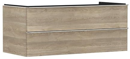 hansgrohe Xelu Q Waschtischunterschrank, 1180x550, 2 Schubkästen, für Konsolen mit Aufsatzwaschtisch, 5408, Farbe: Möbel Eiche Natur/Griff Chrom