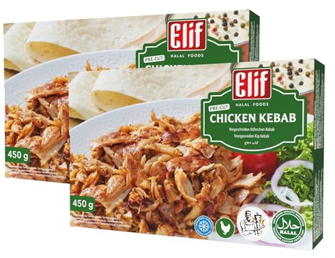 Elif Chicken Doner 450g | Pre Sliced Grilled Chicken Kebab | Netherland Frozen Halal Foods | Halal Dishes on The Table with Ease | Stone Oven Baked Ready Meals (Chicken Doner 450g, 3 Pack)