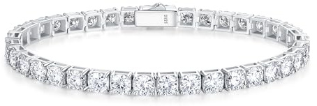 FANCIME Moissanite Tennis Bracelet 7 17 CT 925 Sterling Silver Tennis Bracelet 5mm Round Cut Moissanite Bracelet for Women Men