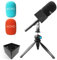 Movo WMX-HM Wireless Interview Microphone Adapter w/Mic Flag and Mic Stand - Compatible with DJI Mic, Rode Wireless GO, Hollyland Lark, and More - for Podcasting, Interviews, and Content Creation