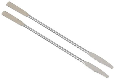 Lot de 2 spatules de laboratoire en acier inoxydable argenté, mini spatule à double extrémité de laboratoire, mini spatule à double extrémité, micro-spatule, semi-micro pelle conique extrémité flèche