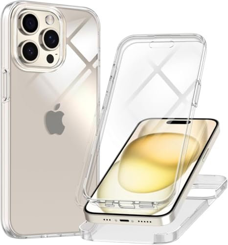 BAFUGU Kompatibel mit iPhone 16 Pro Max Hülle 360 Grad Handyhülle Militärnorm Schutz, vergilbungsbeständig, mit Eingebautem Displayschutz Stoßfest Bumper Transparent Case für iPhone 16 Pro Max, Klar
