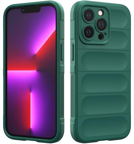 Custodia Compatibile con iPhone 13 Pro, Silicone Custodia per Tutto il Corpo, Copertura Antiurto con Fotocamera Protettivo, Cover Morbida al Tatto - Verde Scuro