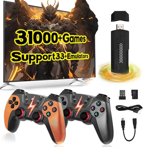 X2 Ultra Retro Game Stick, Manette de Jeu vidéo avec Deux manettes sans Fil Rechargeables 2,4GHz,Plus de 31000 Jeux rétro intégrés,Plus de 33 émulateurs,Sortie HD 4K,Plug and Play(64Go)