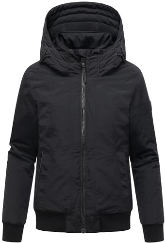 MARIKOO Damen Winterjacke Mooni 16 mit großer Kapuze und Rippstrick | Länge: hüftlang | Wärmegrad 3 von 3 – warm gefüttert | 5.000 mm Wassersäule | große verstellbare Kapuze