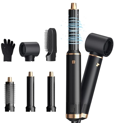 5 in 1 Hairstyler Rundbürstenföhn Haartrockner,Airstyler Lockenstab mit Luft, 3 Temperaturregelung, Föhnbürste, Geben Sie dem Haar Volumen, Glätten, Locken und Föhnen Sie Trockenes Haar