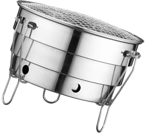 Portable Charcoal Stove Silver Steel Stainless Grill for Cooking