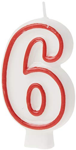 Number 6 Classic Birthday Candle (13cm) 1 Count - Perfect Celebration Candle for Any Events