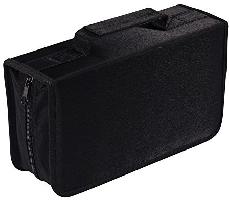 128 Capacity CD/DVD case Wallet, Storage,Holder,Booklet by Rekukos（Black）