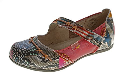 TMA Leder Damen Ballerinas Echtleder Muster variieren Comfort Schuhe 5085 Sandalen Rot Gr. 37