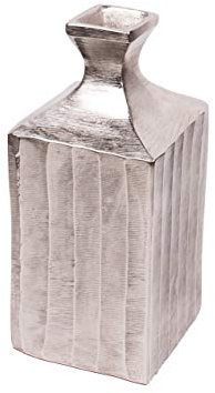 Edle Metallvase Clärchen massiver Aluguss, Deko-Vase Farbe Silber Höhe 25cm