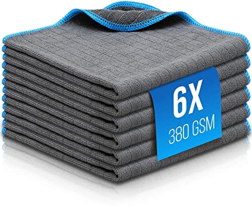 Filzada® 6X Lackschonende Mikrofasertücher Auto mit 380 GSM - extrem weich und saugstark - fusselfreie Poliertücher - Für Motorrad - Autopflege 40 x 40 cm