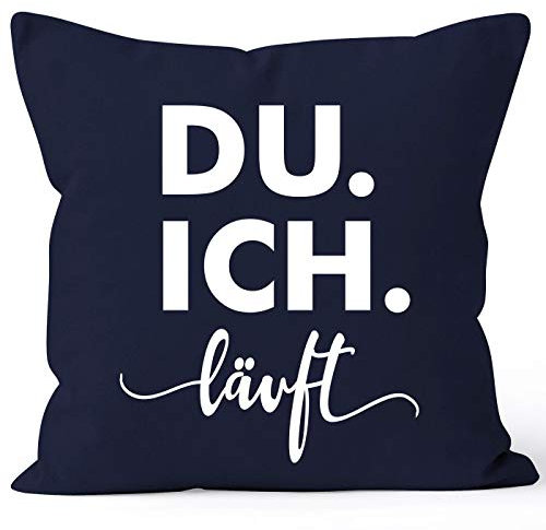 SpecialMe® Kissen-Bezug Ich Du läuft Liebeserklärung Liebe Geschenk für Partner Liebesprüche Navy 40cm x 40cm