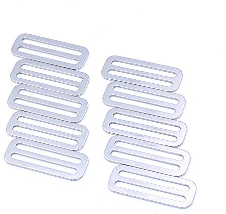 Namvo 10Pcs Metall Tri-Glide Slides Schnallen Kit 50mm, Tri-Glide Slides Vierkantring Slide Adjusters Schnallen Gurtb?nder Schnalle für Gürteltaschen DIY Zubeh?r