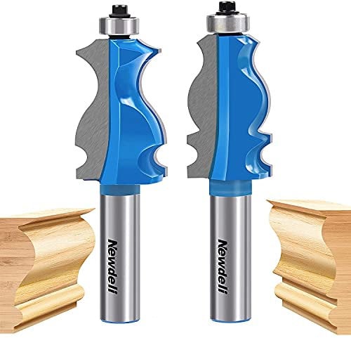 Newdeli Architectural Molding Router Bit Set, 1/2 Shank Frame Router Bit, Corner Rounding Edge-Former Roundover Beading Router Bit for Woodworking
