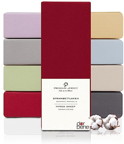 DarBene Spannbettlaken 90x200 Premium, Jersey 100% gekämmte Premium Baumwolle, atmungsaktiv, superweiches Bettlaken bis 30 cm Matratzenhöhe, Oeko-TEX, Rot