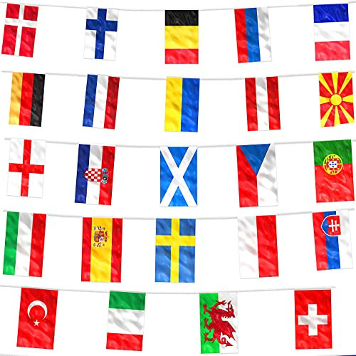 EliteKoopers 7 Meter 2024 Euro Football Bunting 24 Countries Participating Teams European Flags Europe Championships