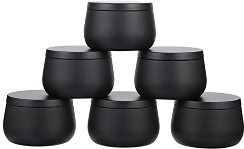 9 x Kerzendose aus Metall, 237 ml, Mini-Teedose, Kaffeedose, Lebensmittelaufbewahrung, runde Kerzengläser mit Deckel, für Kunsthandwerk, Perlen, Knöpfe, Aufbewahrung schwarz