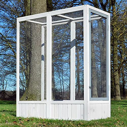 Voliere Cage a Oiseaux en Bois de Haute Qualite 52 x 114 x 136 cm Extension Modele Luise 310