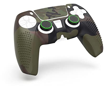 Hama Zubehör Set für PlayStation 5 6in1 Controller Camouflage (Silikonkappen, DualSense PS5 Controllerschutz) Grün