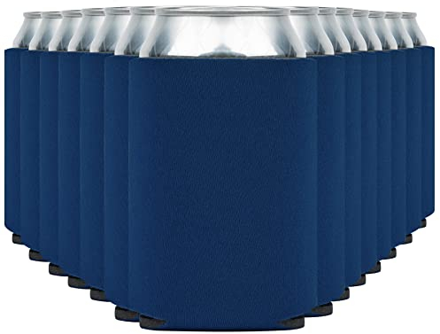 Blank Beer Can Coolers Sleeves (14-Pack) Soft Insulated Beer Can Cooler Sleeves - HTV Friendly Plain Can Sleeves for Soda Beer Cans & Bottles - Blanks for Vinyl Projects & Wedding Favors (Royal Blue)