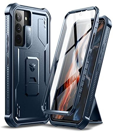 Dexnor Compatible with Samsung Galaxy S22 5G Case with Built-in Screen Protector Military-Grade 360 Full Body Shockproof Bumper Protection Cover with Stand - Navy Blue