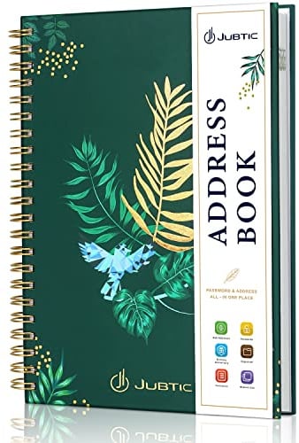 JUBTIC Hardcover Spiral Address Book Alphabetical Tabs 7.7×5.2''