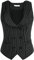 Belle Poque Gilet vintage sans manches à double boutonnage pour femme, Rayé noir et blanc., M