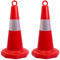 2 x 680mm Traffic Cones in Red, Road Traffic Cones Traffic Safety Street Cone Multi Purpose Reflective Safety Cone Suitable for Highways Portable Wind Resistant Parking Cone