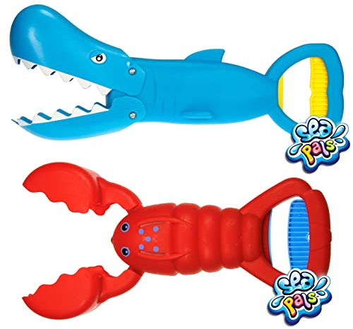 JA-RU Lobster & Shark 13.5 Jaw & Claws Plastic Sand Digger Grabber - Kids Beach & Sandbox Toys (2 Units) Ass-4009-2s