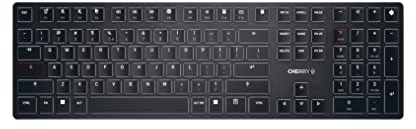 CHERRY KW X ULP, Tastiera High-End Meccanica Ultrapiatta, Layout per l'Unione Europea (QWERTY), Tastiera Multidispositivo Senza Fili per fino a 4 Dispositivi, Ricaricabile, Nero