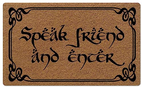 BinHang Fußmatte für den Eingangsbereich, Fußmatten für den Innenbereich, für Zuhause, Eingang, Speak Friend und Enter, Gummi-Rückseite, rutschfest, 76,2 x 45,7 cm