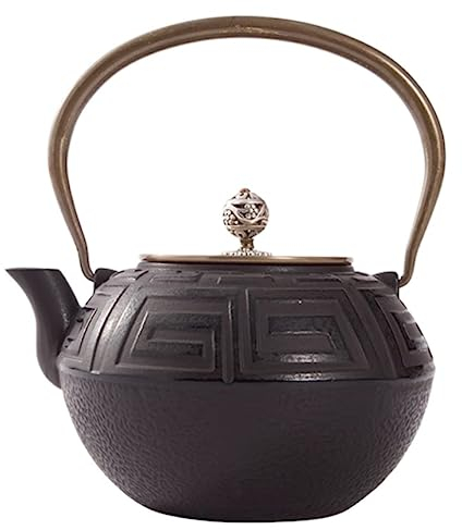 RUVOO Tetera Hierro Fundido Tetera Japonesa Tetera De Hierro Fundido Sin Recubrimiento Hecha A Mano, Tetera De Agua Hirviendo Japonesa, Tetera China De 1,2 L/1200ML para Té China Tetera Hierro