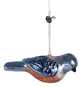 Christbaumschmuck Glas Vogel 12cm Wald Natur hängend mundgeblasen - Blau