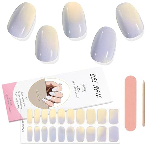 Kalolary Gel Nail Polish Strips, Semi Cured Nail Gel Art Sticker Waterproof Full Nail Wraps Decal Sets with Nail File and Stick for Women Girls Nail Art Decor (UV/LED Lamp Required) (C)