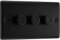 BG Electrical Intelligent Triple Wall Dimmer Switch, 2 Way, Raised Profile, Round Edges, Nexus Metal, Matt Black, 200W, NFB83