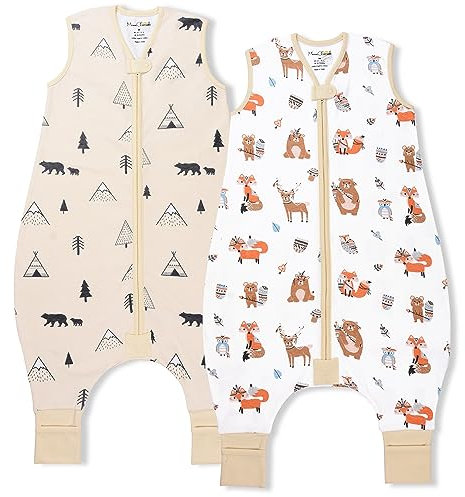 Mama Cheetah Schlafsack mit Füßen für Kleinkinder, Größe 4T - 5T mit 0.5 TOG, aus Bio-Baumwolle. Babyschlafsack mit Beinen, Schlafsack für Krabbelkinder, Größe XL
