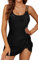 SHEKINI Femme Maillot de Bain 1 Piece Sexy Élégant Rembourré Maillots Une Pièce avec Jupette Robe de Bain Grande Taille（M,Noir）