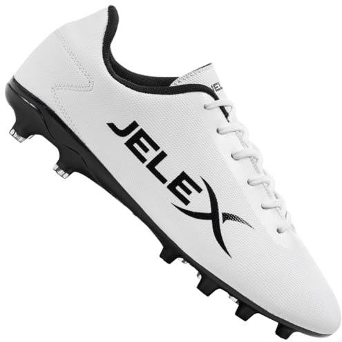 JELEX Legend Mundial FG Herren Fußballschuhe, FG-Sohle – geeignet für Feste natürliche Oberflächen (Weiß, EU Schuhgrößensystem, Erwachsene, Herren, Numerisch, M, 45)