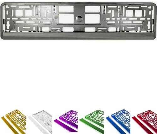 2X Chrom Kennzeichenhalter Metallic Hochglanz Nummernschildhalter Kennzeichen-Halterung (Graphit)