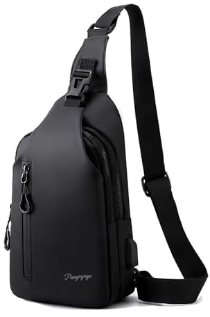 Pangogogo Wasserfest Crossbody Bag Herren|Leichte Kratzfeste Umhängetasche Herren Klein|Multi-Compartment Männerhandtasche für Radfahren, Wandern und Kurztrips (Schwarz)
