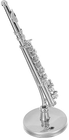 LIFKOME Miniatur Querflöte Modell Mit Ständer Kupfer Dekoratives Mini Musikinstrument Puppenhaus Accessoire Geschenk Wohnkultur Tischdeko