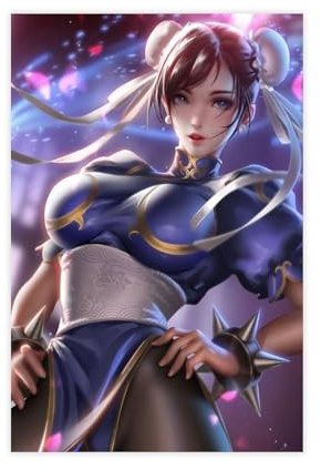 NWGACS Street Fighter Chun-Li Leinwand-Poster, Schlafzimmer-Dekor, Sportlandschaft, Büro, Raumdekoration, Geschenk, ungerahmt, 30 x 45 cm