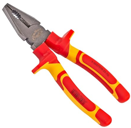 Kestek Elektriker Kabel Universalzange 180 mm, Chrom-Vanadium, Schneide mit Wate, 2-Komponenten-Griff, isoliert bis 1000V, EN60900 zertifiziert, vielseitig & robust