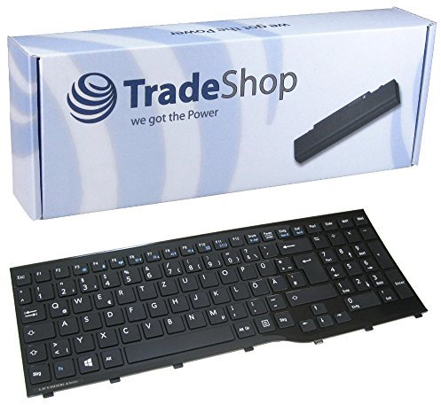 Trade-Shop Laptop-Tastatur Notebook Keyboard Deutsch QWERTZ mit Rahmen kompatibel mit Fujitsu-Siemens Lifebook AH532 A555 AH532G21 AH532G52 AH562