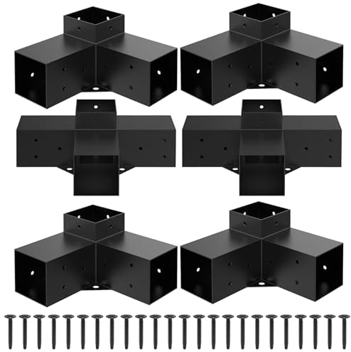 JEXALINE Heavy Alloy Steel Pergola Kit with 3-Way Brackets for 4x 4 (Actual 3.6 X 3.6) Lumber,DIY Pergola Brackets Suitable for Pergolas,Gardens,and Metal Gazebo Kits - Includes Screws