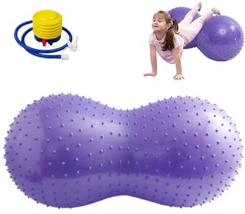 CAKEEYUM Peanut Ball 88,9 x 45,7 cm, Anti-Burst-Erdnuss-Gymnastikball mit luftdicken PVC-Bällen für Kinder, Therapie, Schwangerschaft, tragbares Yoga für Zuhause, Fitnessstudio, Fintness-Stil 2