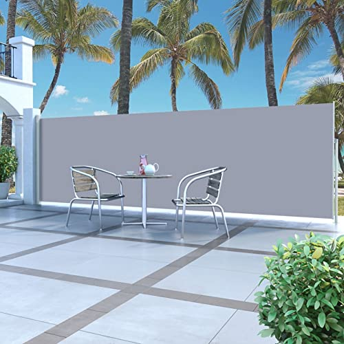 SECOLI Alu-Seitenmarkise, Ausziehbar Markise 160 x 500 cm, Sichtschutz, Sonnenschutz, Windschutz, Seitenrollo, für Balkon, Terrasse, Garten, Grau