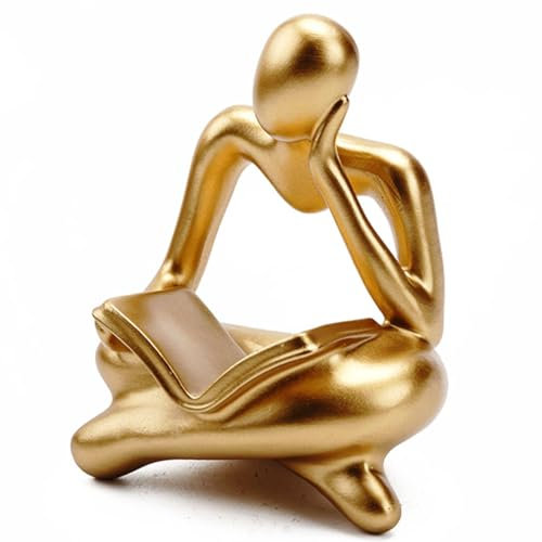 PIGPIGFLY Lesende Frau Skulptur, Regal Deko, Bücherwurm-Skulptur, Dekofiguren Wohnzimmer, Kantenhocker Figuren, Modern Abstract Kunst Skulpturen, Bürodekorationen